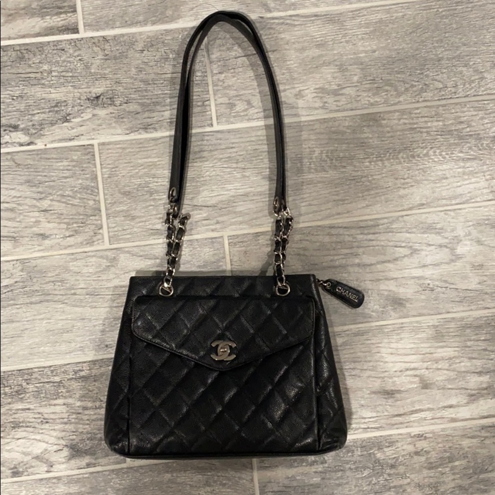 Chanel Black Caviar Quilted Shoulder Bag